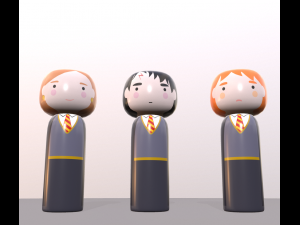kokeshi japanese dolls var1 models 5 and 6 and 7 3D मॉडल