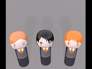 kokeshi japanese dolls var1 models 5 and 6 and 7 3D Model