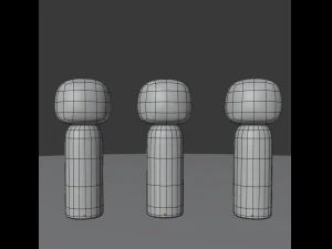 kokeshi japanese dolls var1 models 5 and 6 and 7 3D Model