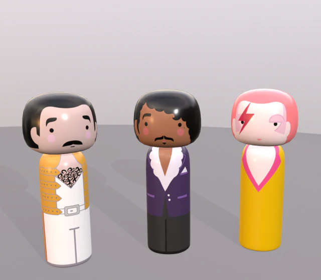 kokeshi japanese dolls var1 models 8 and 9 and 10 3D Model .c4d .max .obj .3ds .fbx .stl .blend 