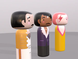 kokeshi japanese dolls var1 models 8 and 9 and 10 3D Model