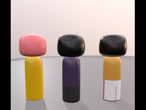 kokeshi japanese dolls var1 models 8 and 9 and 10 Model 3D