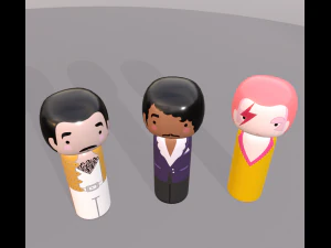 kokeshi japanese dolls var1 models 8 and 9 and 10 3D Model