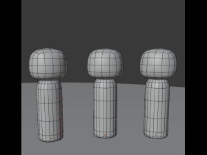 kokeshi japanese dolls var1 models 8 and 9 and 10 Model 3D