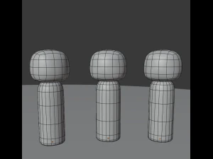 kokeshi japanese dolls var1 models 8 and 9 and 10 3D Model