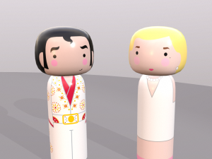 kokeshi japanese dolls var1 models 11 and 12 3Dモデル