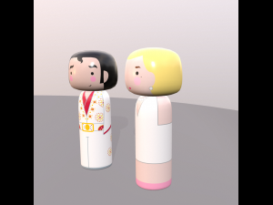 kokeshi japanese dolls var1 models 11 and 12 3D Model