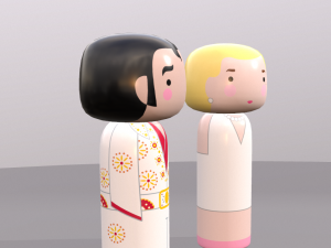 kokeshi japanese dolls var1 models 11 and 12 3D Model
