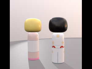 kokeshi japanese dolls var1 models 11 and 12 3D Model
