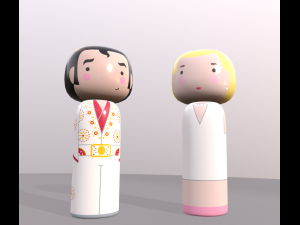 kokeshi japanese dolls var1 models 11 and 12 3D Model