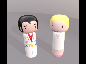 kokeshi japanese dolls var1 models 11 and 12 3D Model