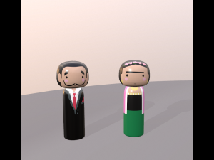 kokeshi japanese dolls var1 models 1 and 2 3Dモデル