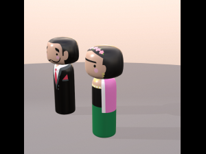 kokeshi japanese dolls var1 models 1 and 2 3D Model