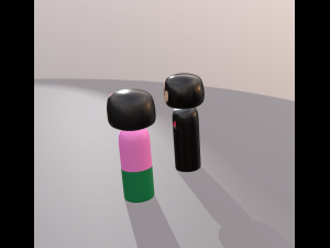 kokeshi japanese dolls var1 models 1 and 2 3D Model