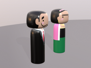 kokeshi japanese dolls var1 models 1 and 2 3D Model