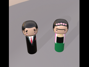 kokeshi japanese dolls var1 models 1 and 2 3D Model