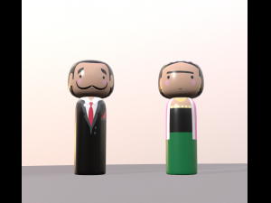 kokeshi japanese dolls var1 models 1 and 2 3D Model