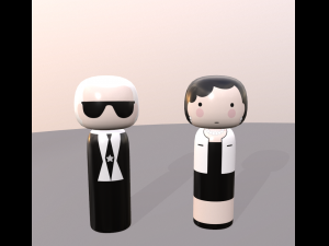 kokeshi japanese dolls var1 models 3 and 4 3Dモデル