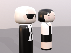 kokeshi japanese dolls var1 models 3 and 4 3D 模型