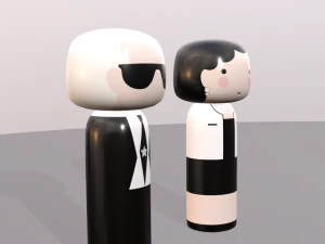 Bonecas japonesas kokeshi var1 modelos 3 e 4 Modelo 3D