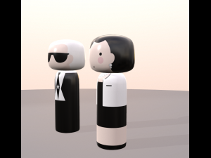 kokeshi japanese dolls var1 models 3 and 4 3D 模型