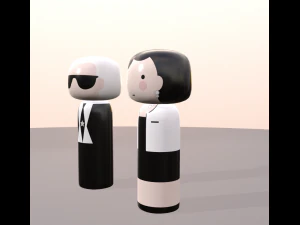 Bonecas japonesas kokeshi var1 modelos 3 e 4 Modelo 3D