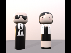 kokeshi japanese dolls var1 models 3 and 4 3D 模型
