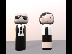 Bonecas japonesas kokeshi var1 modelos 3 e 4 Modelo 3D