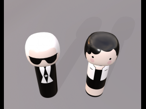 kokeshi japanese dolls var1 models 3 and 4 3D 模型
