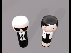 Bonecas japonesas kokeshi var1 modelos 3 e 4 Modelo 3D