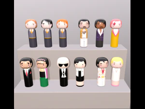 Kolekcja japońskich lalek Kokeshi Model 3D
