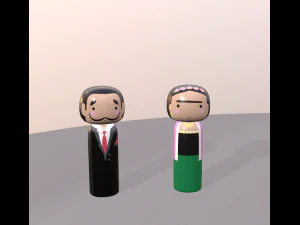 cole&ccedil;&atilde;o de bonecas japonesas kokeshi Modelo 3D