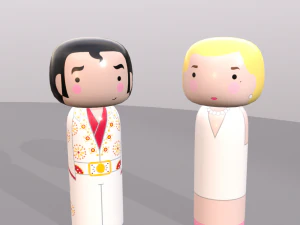 cole&ccedil;&atilde;o de bonecas japonesas kokeshi Modelo 3D