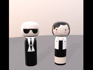 cole&ccedil;&atilde;o de bonecas japonesas kokeshi Modelo 3D