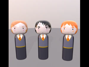 cole&ccedil;&atilde;o de bonecas japonesas kokeshi Modelo 3D