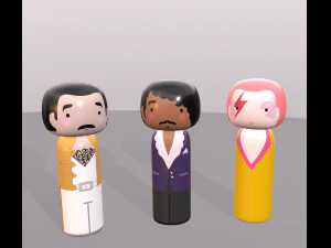 cole&ccedil;&atilde;o de bonecas japonesas kokeshi Modelo 3D