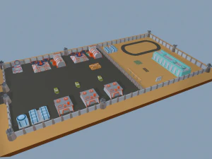 низкополигональная военная база 3D Модель