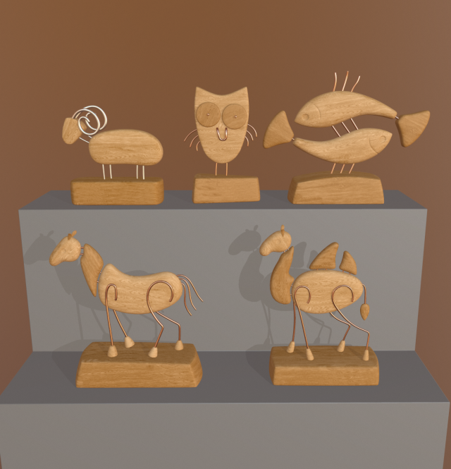 wooden figurines collection Modello 3D .c4d .max .obj .3ds .fbx .stl .blend 