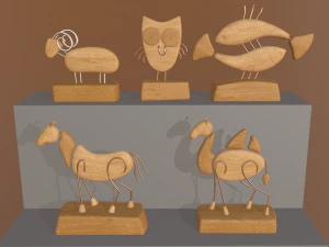 kolekcja figurek drewnianych Model 3D