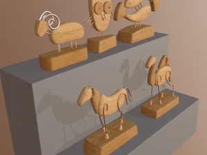 wooden figurines collection 3D Model
