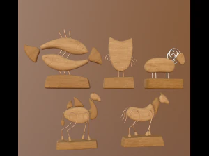 wooden figurines collection 3D Model