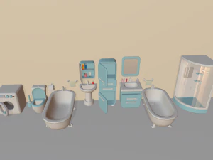 pacote de banheiro de desenho animado Modelo 3D