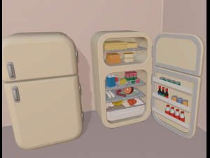 cartoon fridge with food 3Dモデル