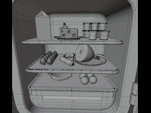 cartoon fridge with food 3Dモデル