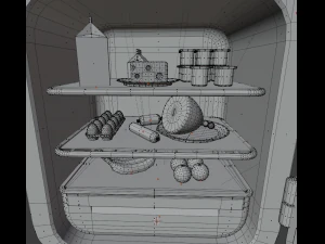cartoon fridge with food 3D Model