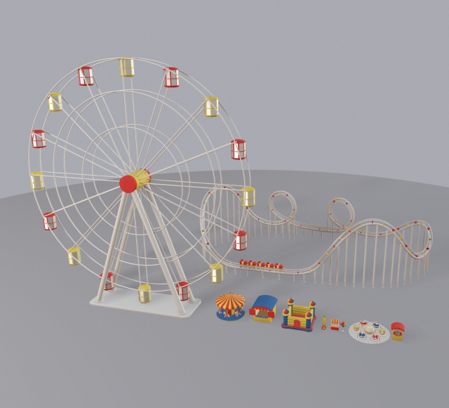 cartoon amusement park Model 3D .c4d .max .obj .3ds .fbx .stl .blend 