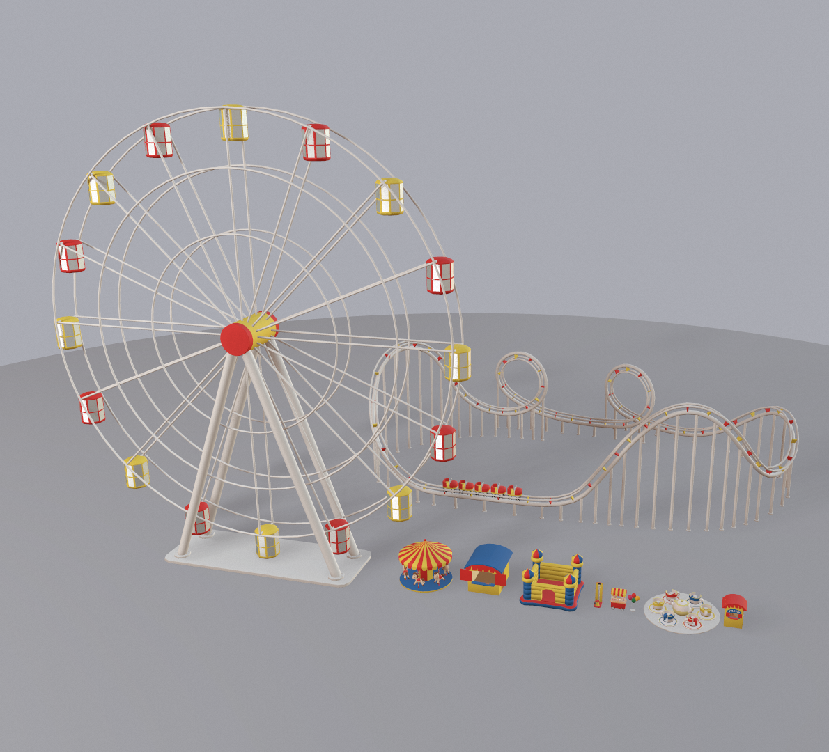 cartoon amusement park 3D Model in Stadium 3DExport