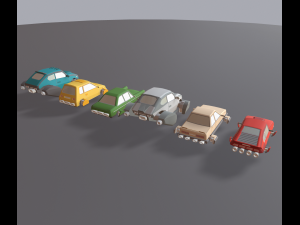 cartoon flying cars low-poly 3D Model