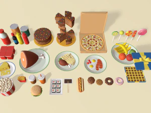 paquete de comida de dibujos animados Modelo 3D