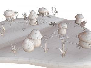 cartoon mushroom village Modelo 3D